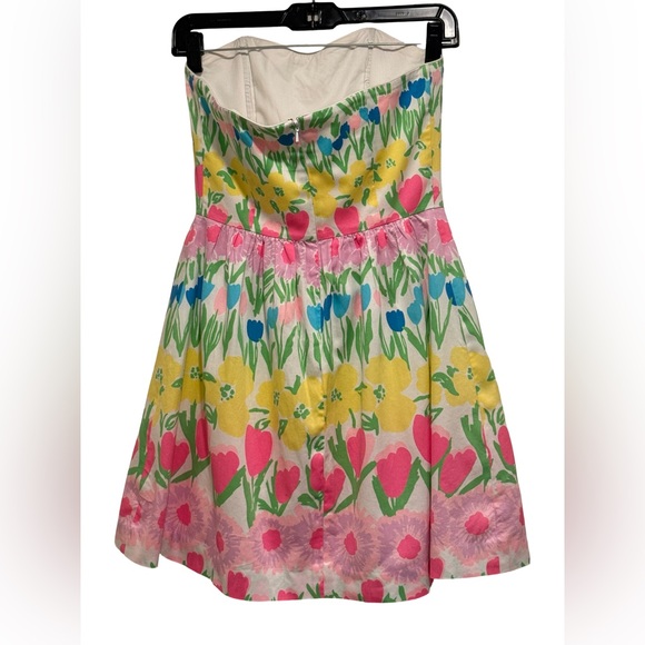 Lilly Pulitzer EUC Size 0 Pretty Yellow Pink Green Strapless Mini Sundress (616) - Picture 8 of 13